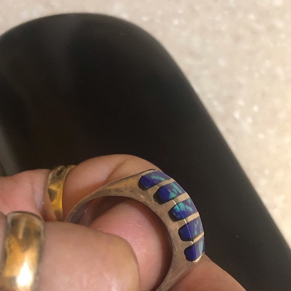 Blue Azul & Turquoise Solid Silver Genuine Ring - image 3